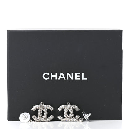Chanel Baguette Crystal CC Drop Earrings Silver 4 of 4