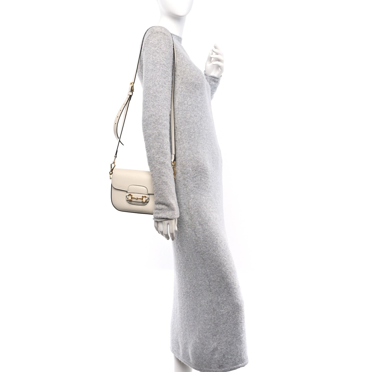 Gucci Azalea Calfskin Web Mini Horsebit 1955 Shoulder Bag Mystic White 2 of 10