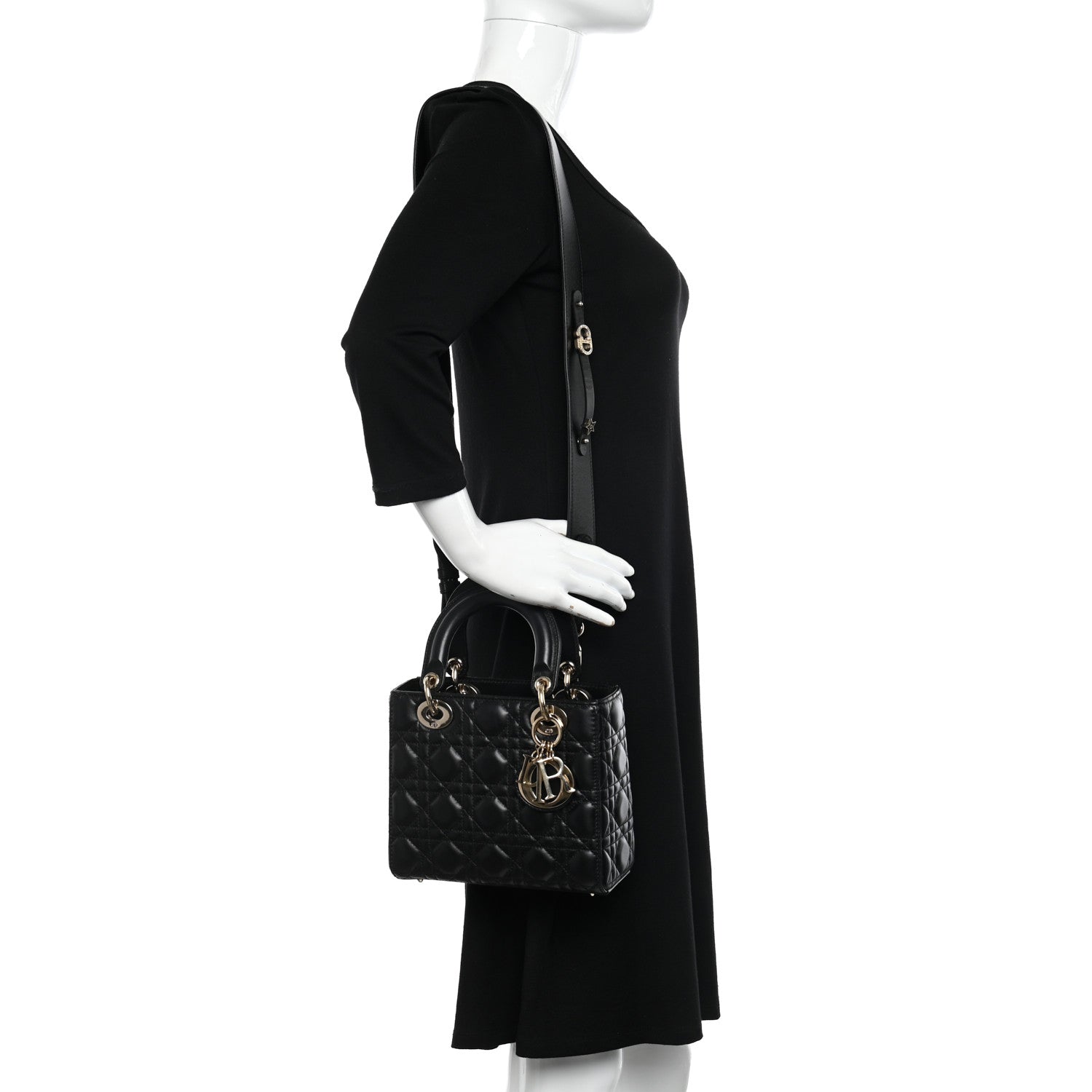 Christian Dior Lambskin Cannage Small My ABCDior Lady Dior Black 2 of 13