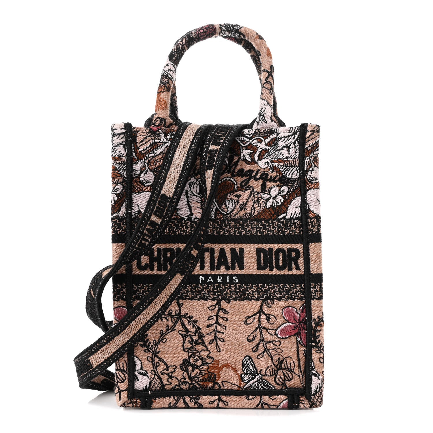 Christian Dior Canvas Jardin Magique Embroidered Mini Book Tote Phone Bag Powder Pink 1 of 12