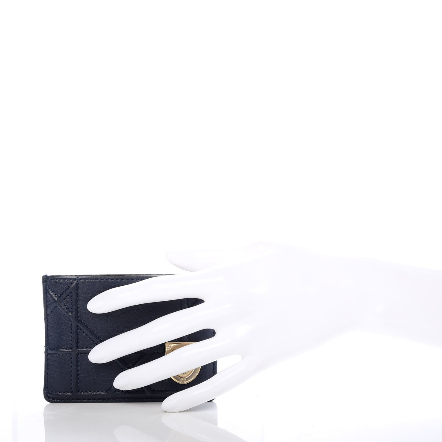 Grained Calfskin Cannage Diorama Card Holder Blue
