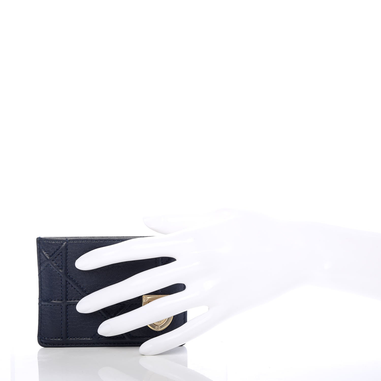 Christian Dior Grained Calfskin Cannage Diorama Card Holder Blue 2 of 6