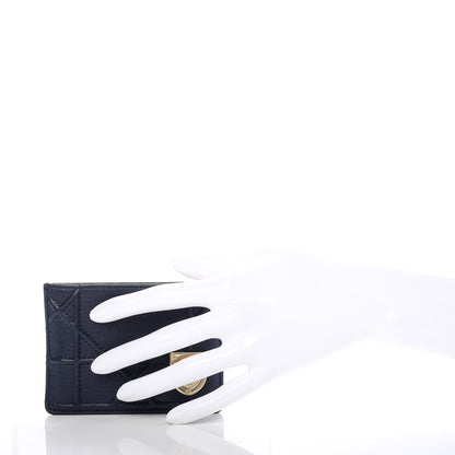 Christian Dior Grained Calfskin Cannage Diorama Card Holder Blue 2 of 6