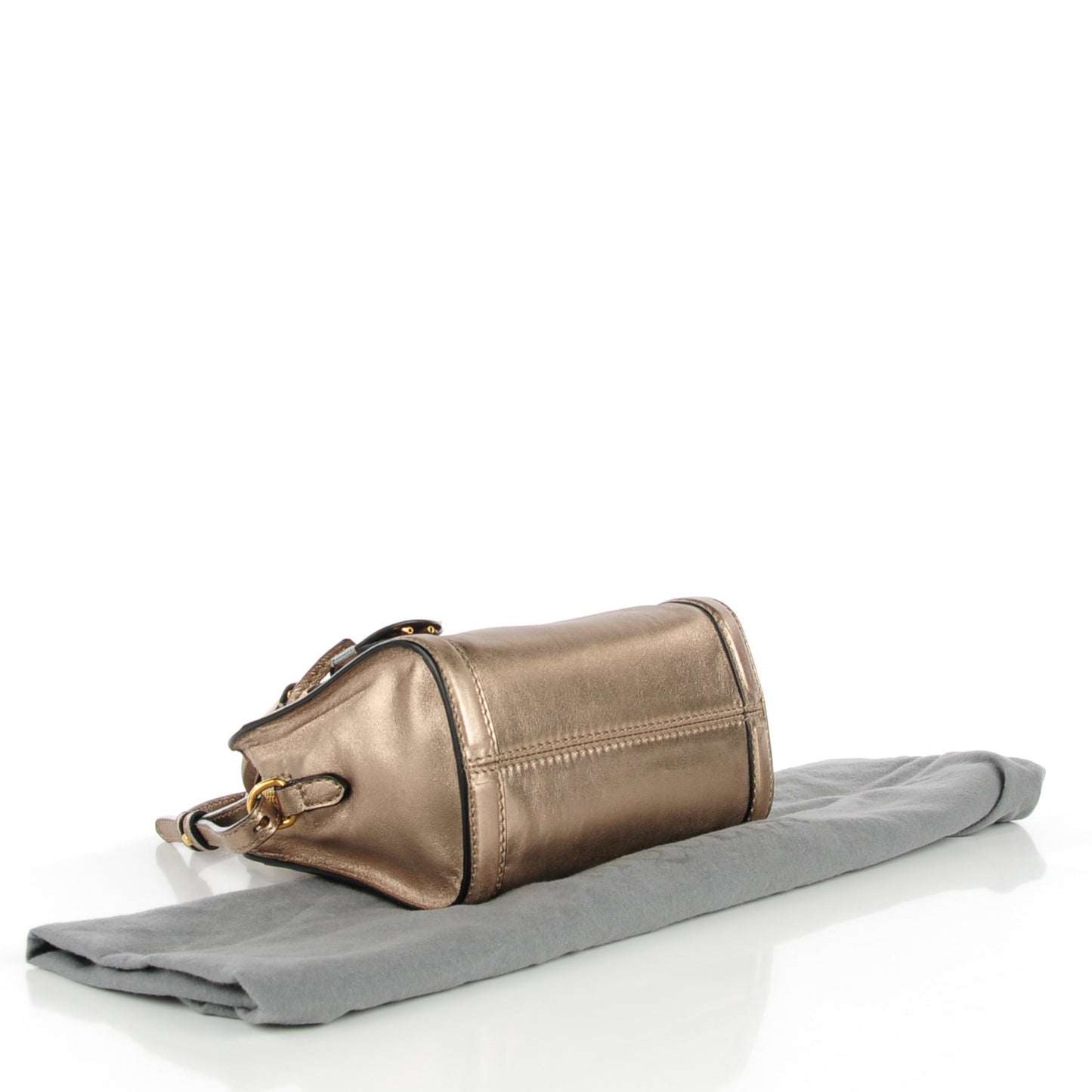 Metallic Calfskin Mini Padlock Tote Nude Gold