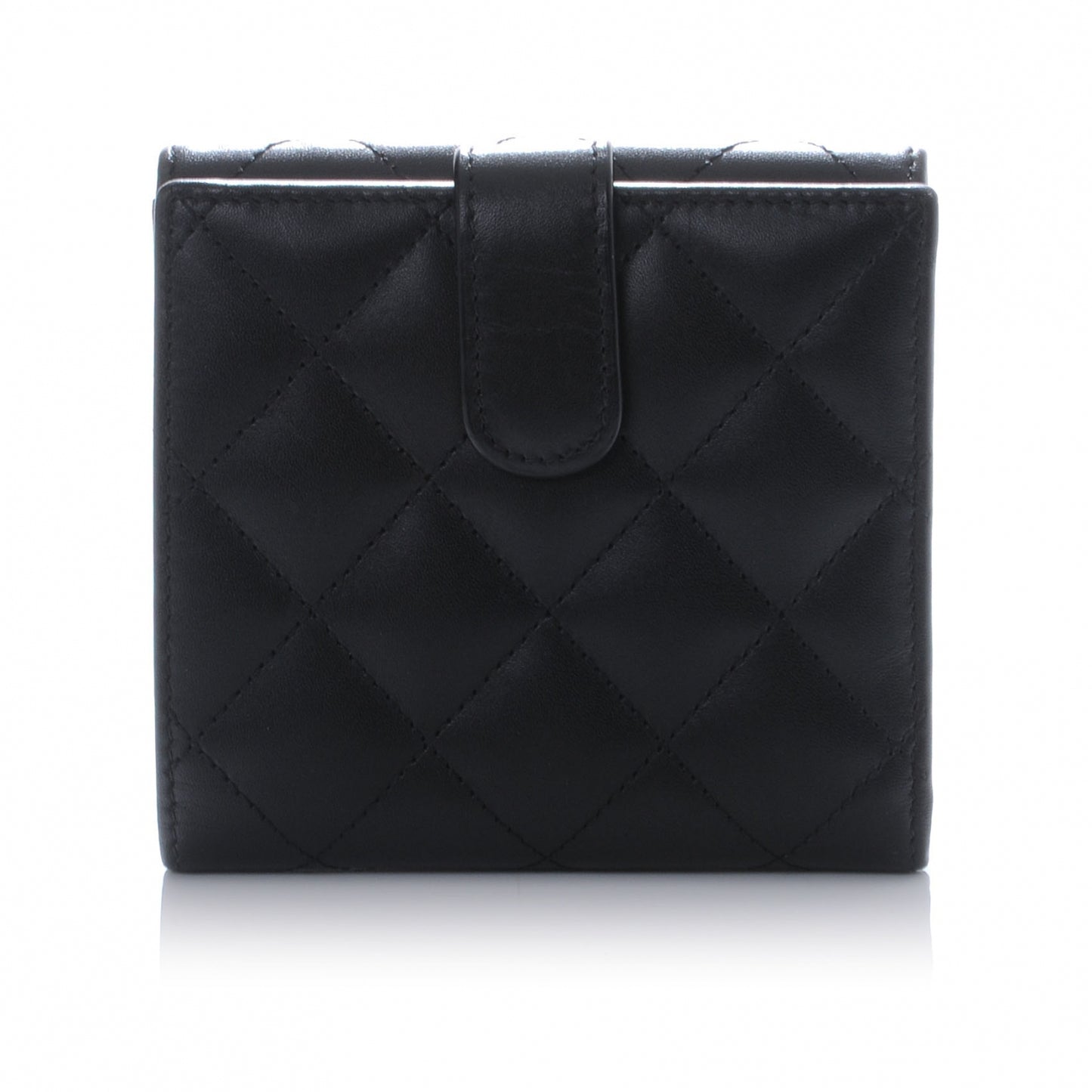 Calfskin Quilted Cambon Compact Wallet Black