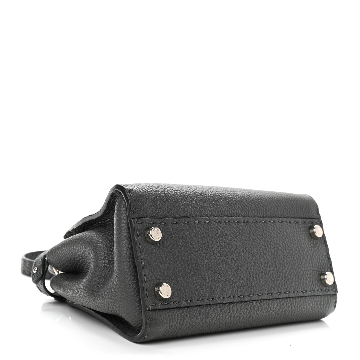 Fendi Cuoio Romano Selleria Bi-Color Mini Peekaboo Iconic Satchel Asfalto Latte 4 of 11