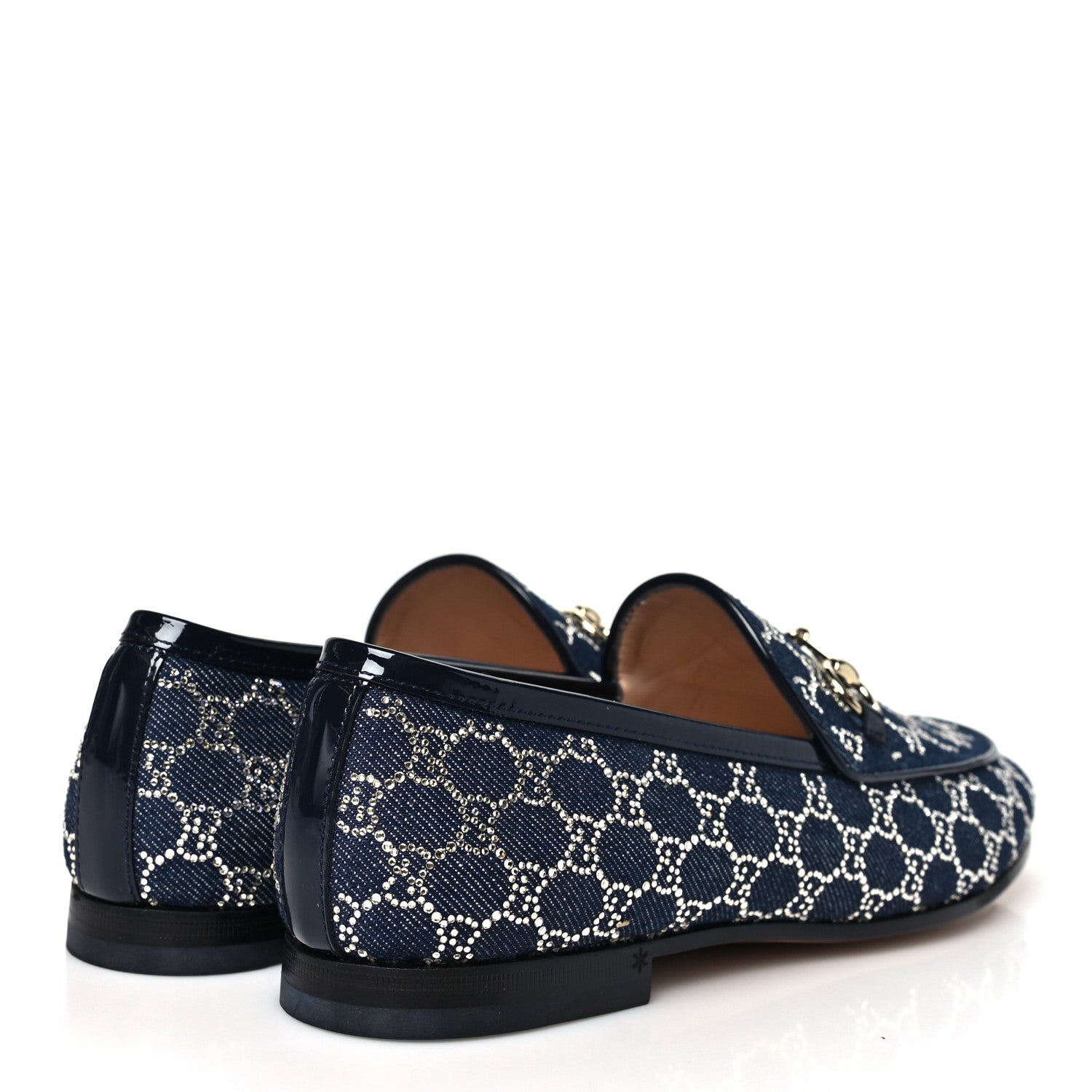 Gucci Denim Crystal GG Monogram Horsebit Womens Jordaan Loafers 38 Deep Blue Blue Milad 5 of 10