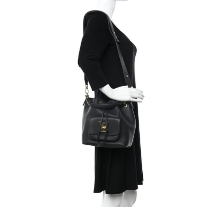 Louis Vuitton Calfskin Lockme Bucket MM Black 2 of 9