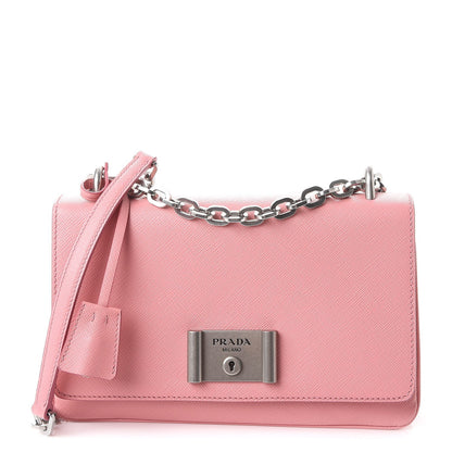 Prada Saffiano Lux Lock Flap Chain Shoulder Bag Petalo 1 of 8