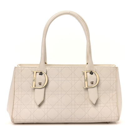 Christian Dior Calfskin Cannage D Buckle East West Tote White 1 of 10