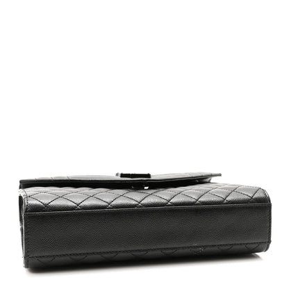 Saint Laurent Grain De Poudre Textured Mixed Matelasse Triquilt Medium Monogram Monochrome Satchel Black 4 of 9