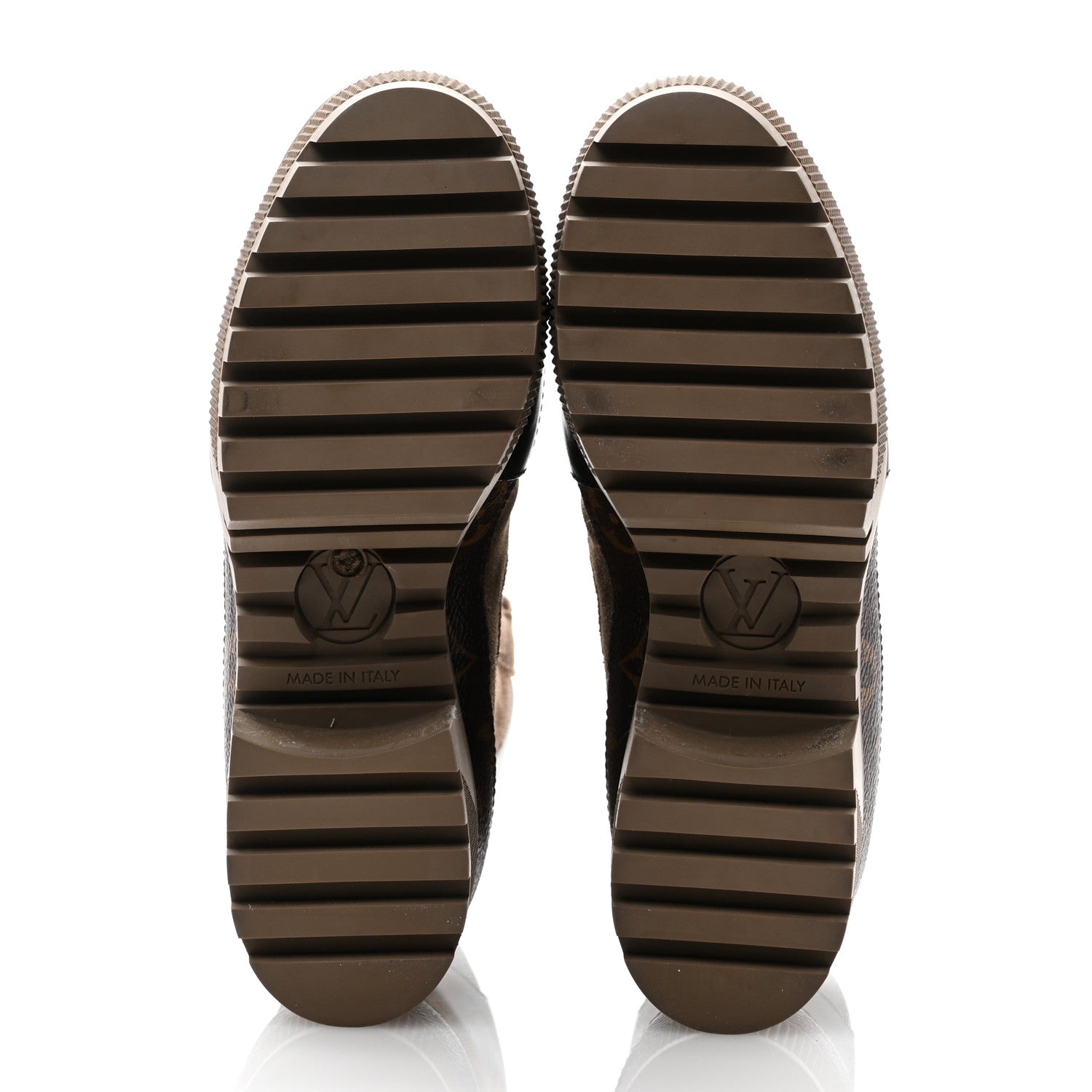Louis Vuitton Suede Calfskin Monogram Laureate Platform Desert Boots 35 Taupe 5 of 10