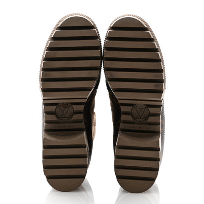 Louis Vuitton Suede Calfskin Monogram Laureate Platform Desert Boots 35 Taupe 5 of 10