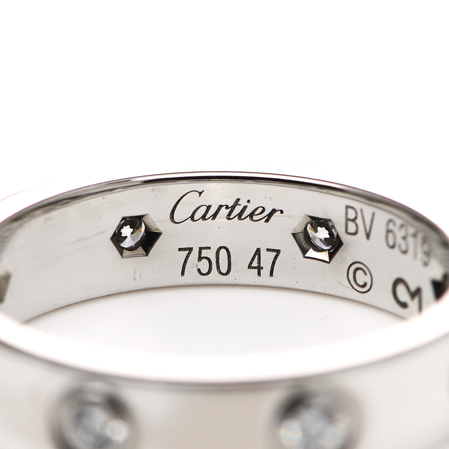 18K White Gold 8 Diamond 4mm Wedding Band LOVE Ring 47 4