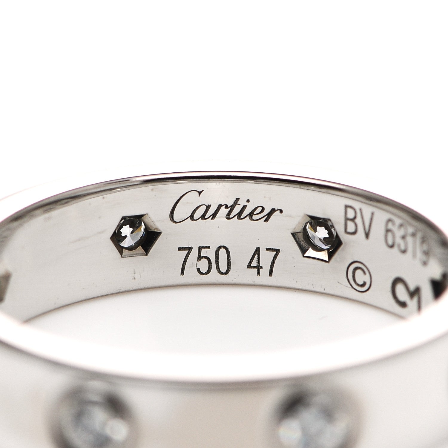 Cartier 18K White Gold 8 Diamond 4mm Wedding Band LOVE Ring 47 4 4 of 6