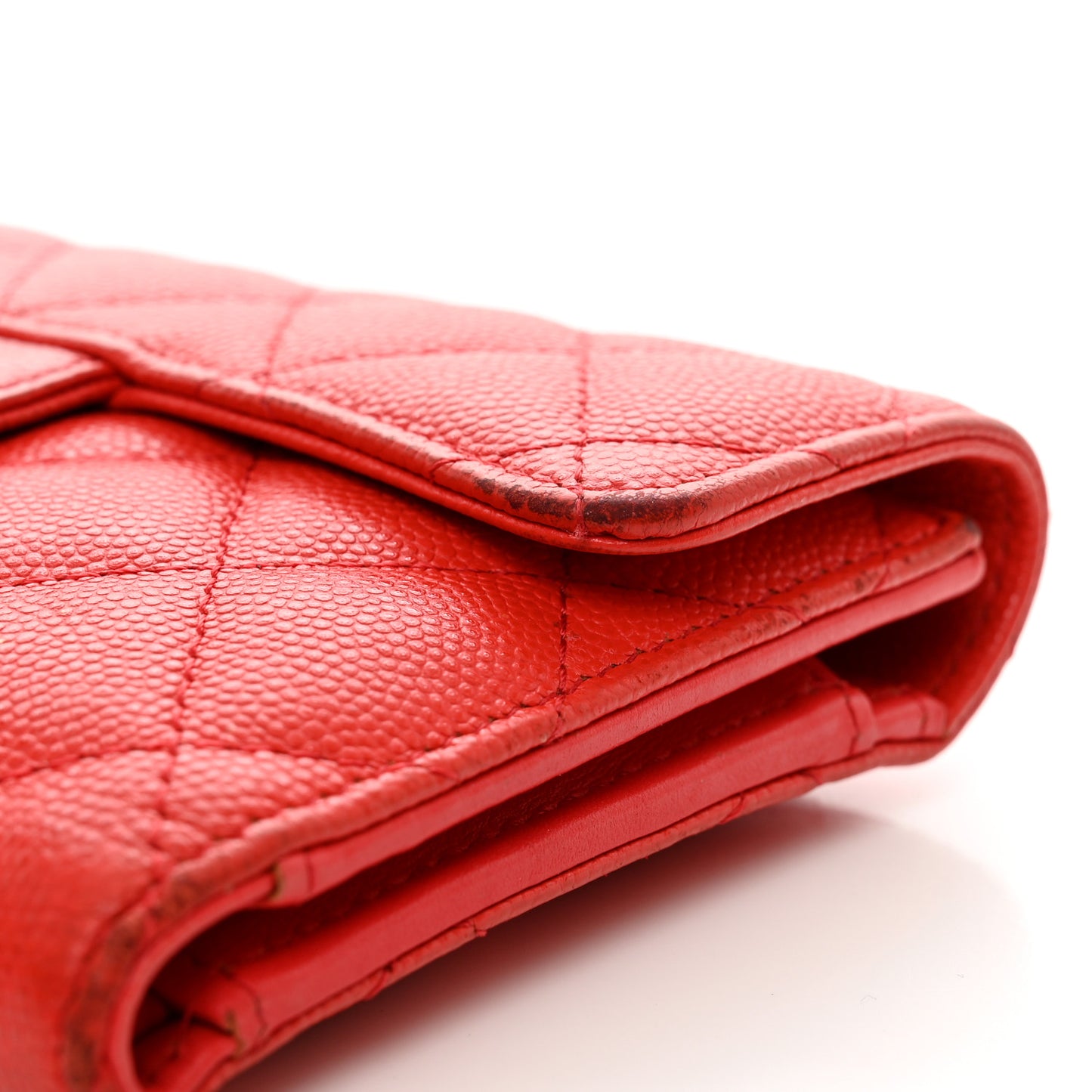 Caviar Quilted Medium Flap Wallet Red