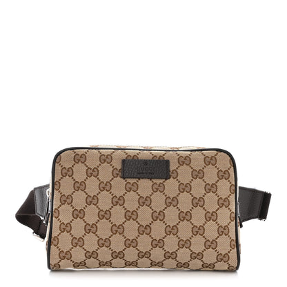Gucci Monogram Dollar Calfskin Belt Bag Beige Ebony Testa di Moro Marrone Scuro 1 of 11