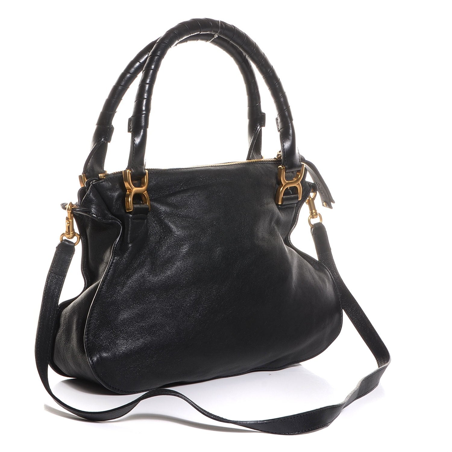 Chloe Calfskin Perforated Medium Marcie Animation Satchel Black 3 of 8