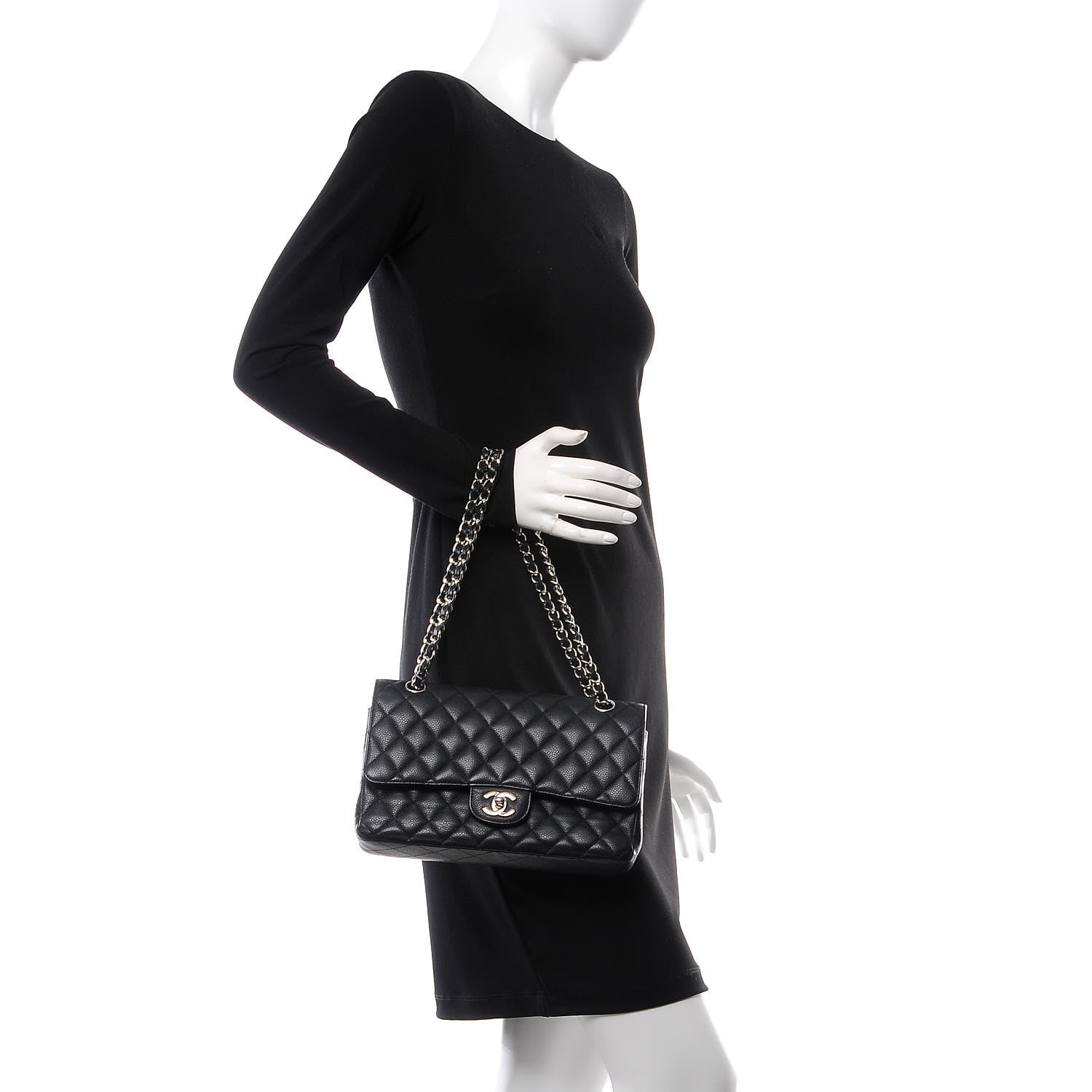 Chanel Caviar Quilted Medium Double Flap Black 2 of 10
