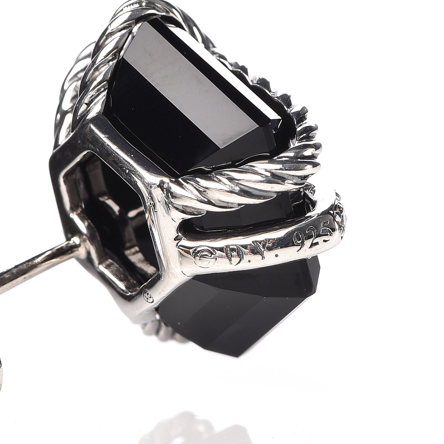 Sterling Silver Diamond Black Onyx 14mm Cable Wrap Earrings