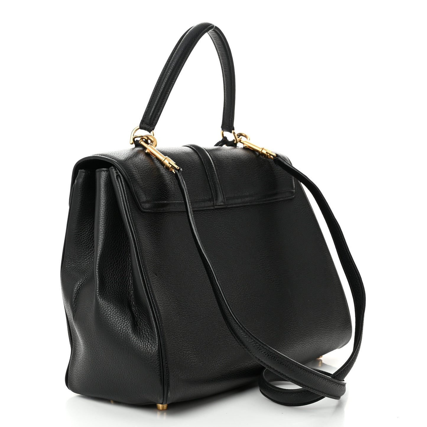Grained Calfskin Classique 16 Top Handle Bag Black