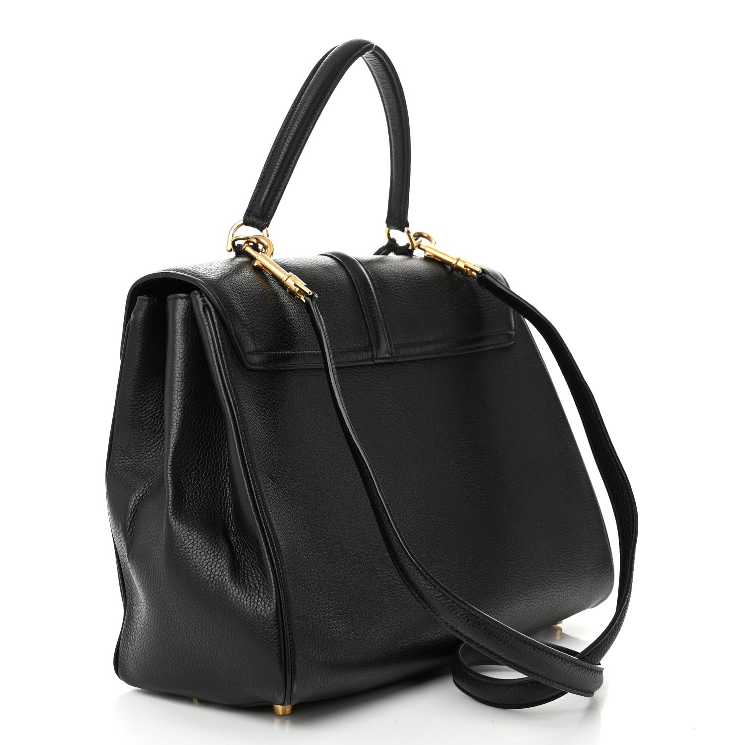 Celine Grained Calfskin Classique 16 Top Handle Bag Black 3 of 14