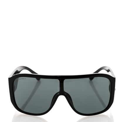 Chanel Acetate Crystal CC Shield Sunglasses 5466-B Black 2 of 8