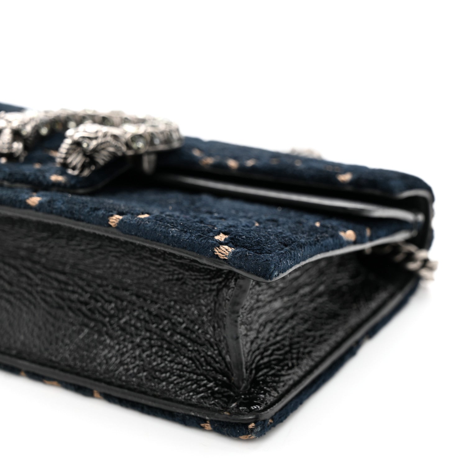 Gucci Velvet GG Monogram Super Mini Dionysus Shoulder Bag Blue Beige Black 9 of 10
