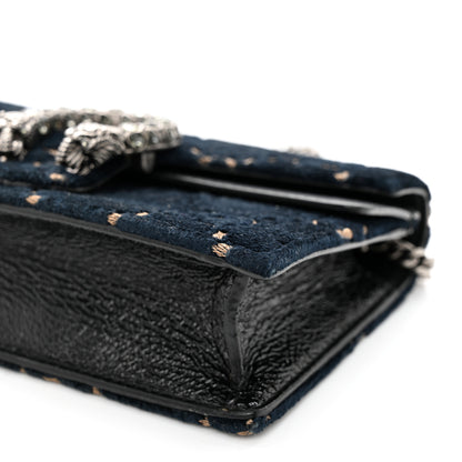 Gucci Velvet GG Monogram Super Mini Dionysus Shoulder Bag Blue Beige Black 9 of 10
