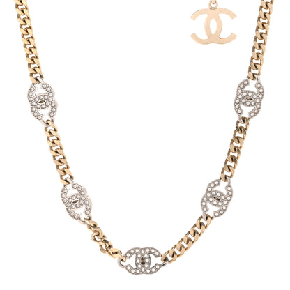 Chanel Crystal Chain CC Link Choker Gold Silver 1 of 6