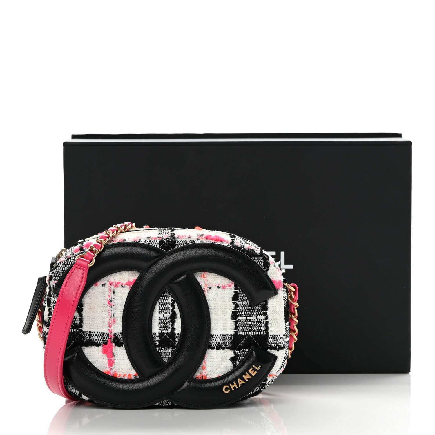 Chanel Tweed Lambskin Quilted Coco Midnight Camera Case White Black Multicolor 12 of 12