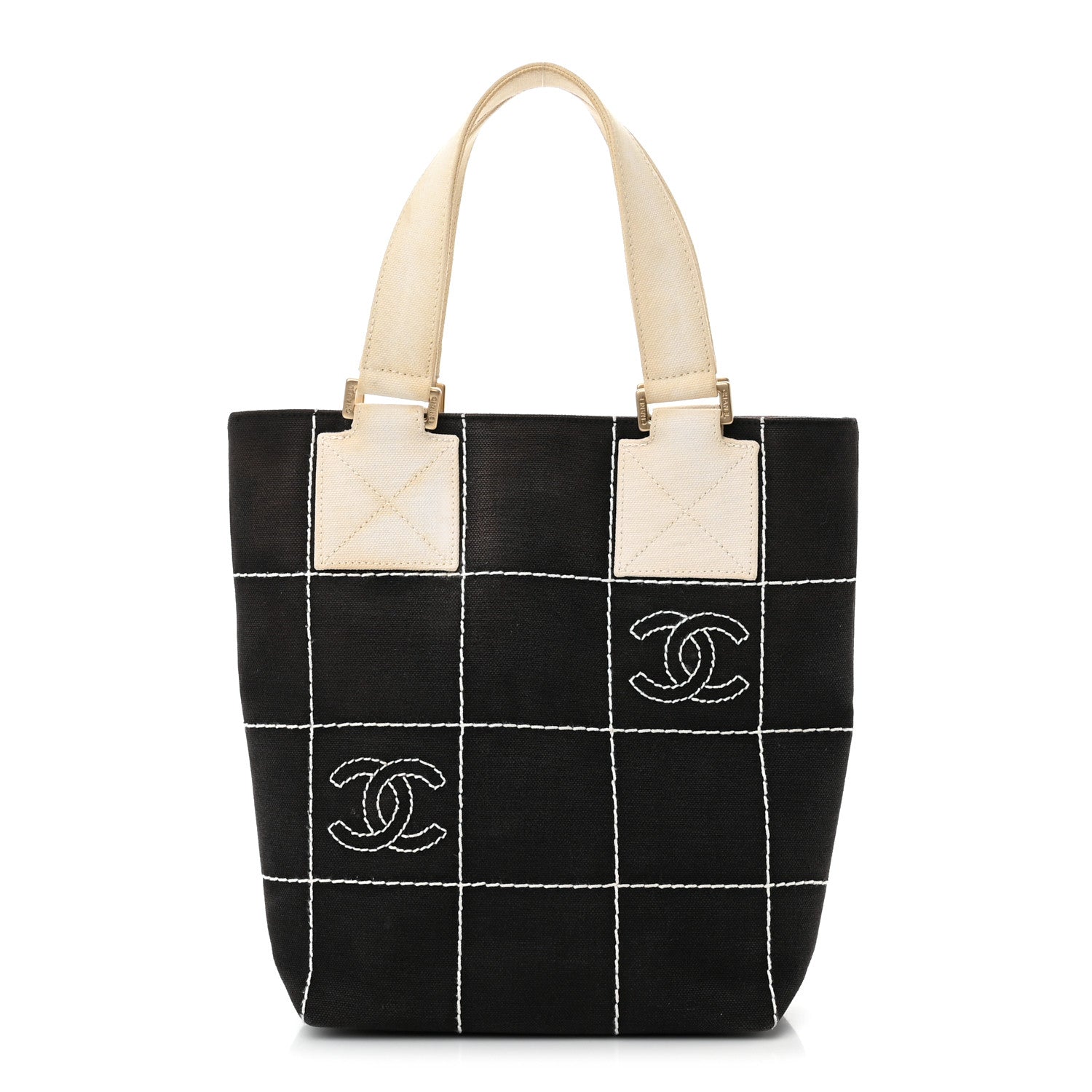 Chanel Canvas Square Stitched CC Small Tote Bag Black 1 of 19