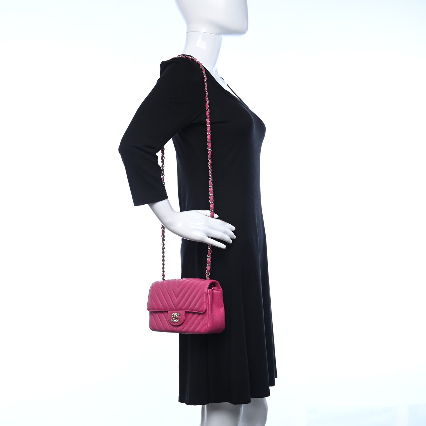 Lambskin Chevron Quilted Small Single Flap Pink