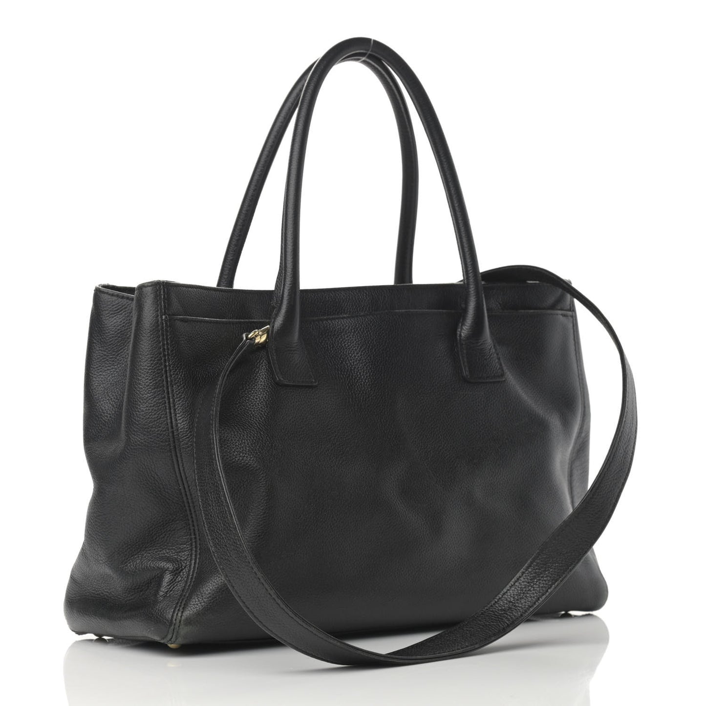 Calfskin Cerf Executive Shopper Tote Black