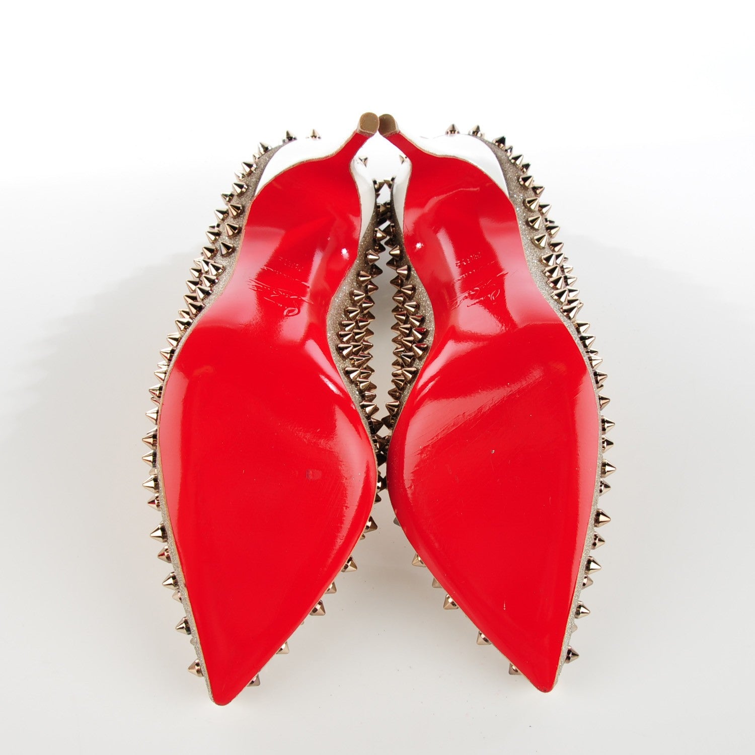 Christian Louboutin Glitter Follies Spikes 100 Pumps 36.5 Silver 5 of 7