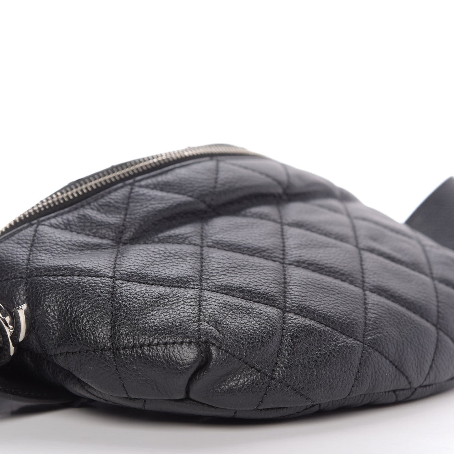 Grained Calfskin Quilted Waist Belt Bag Black