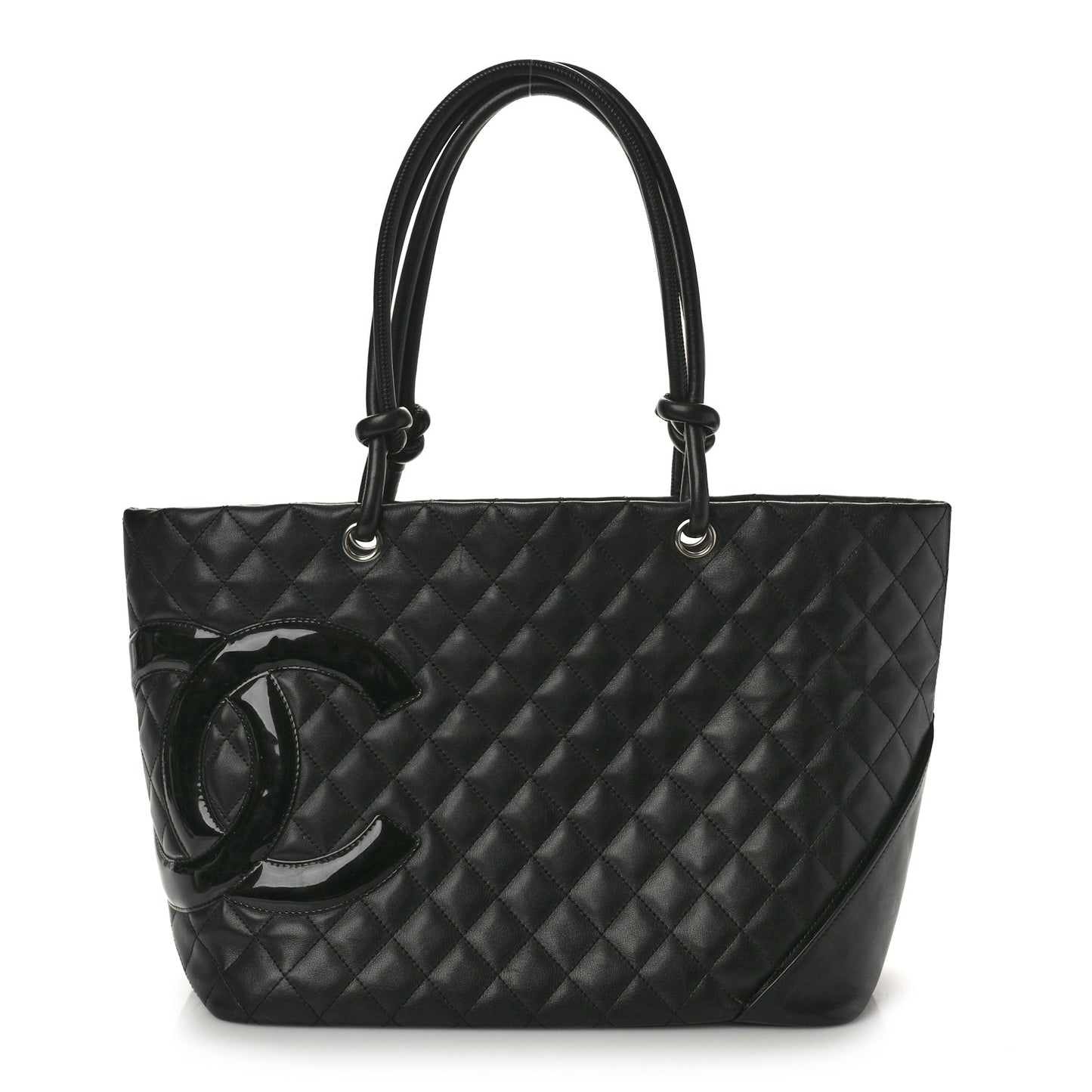 Calfskin Quilted Large Cambon Tote Black