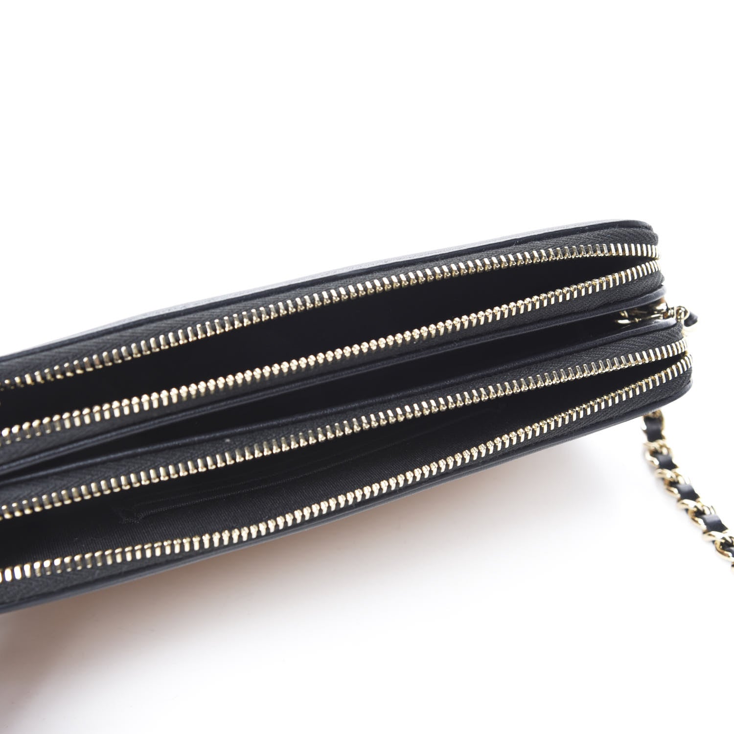Chanel Caviar Quilted CC Filigree Clutch With Chain Beige Black 5 of 12