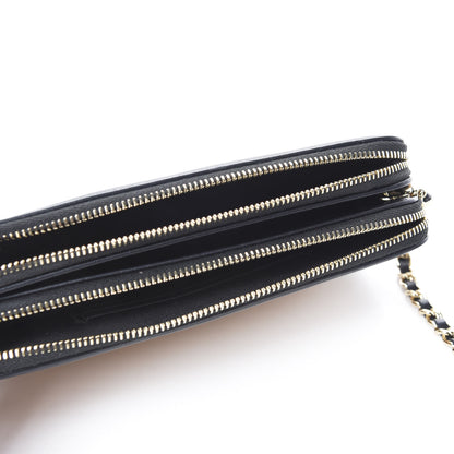 Chanel Caviar Quilted CC Filigree Clutch With Chain Beige Black 5 of 12