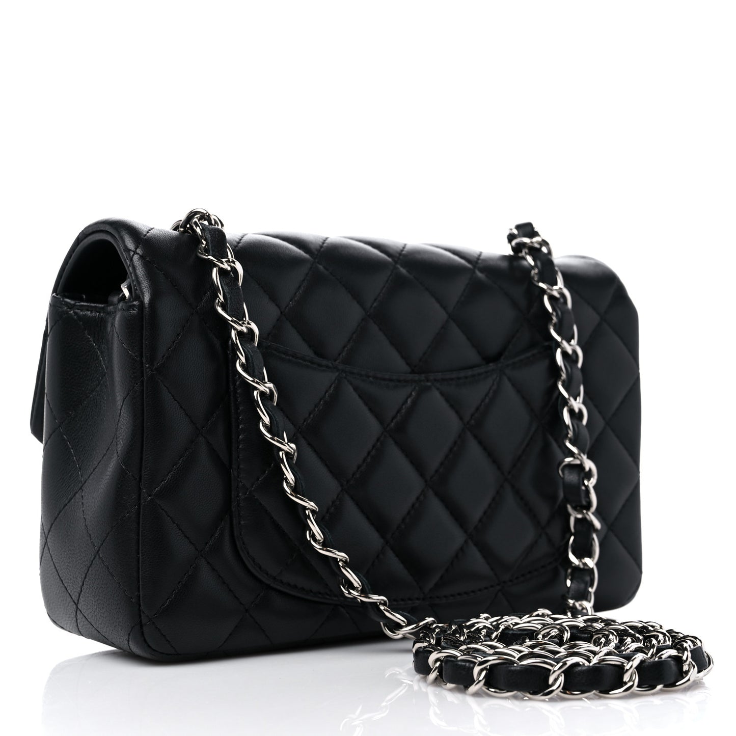 Lambskin Quilted Mini Rectangular Flap Black