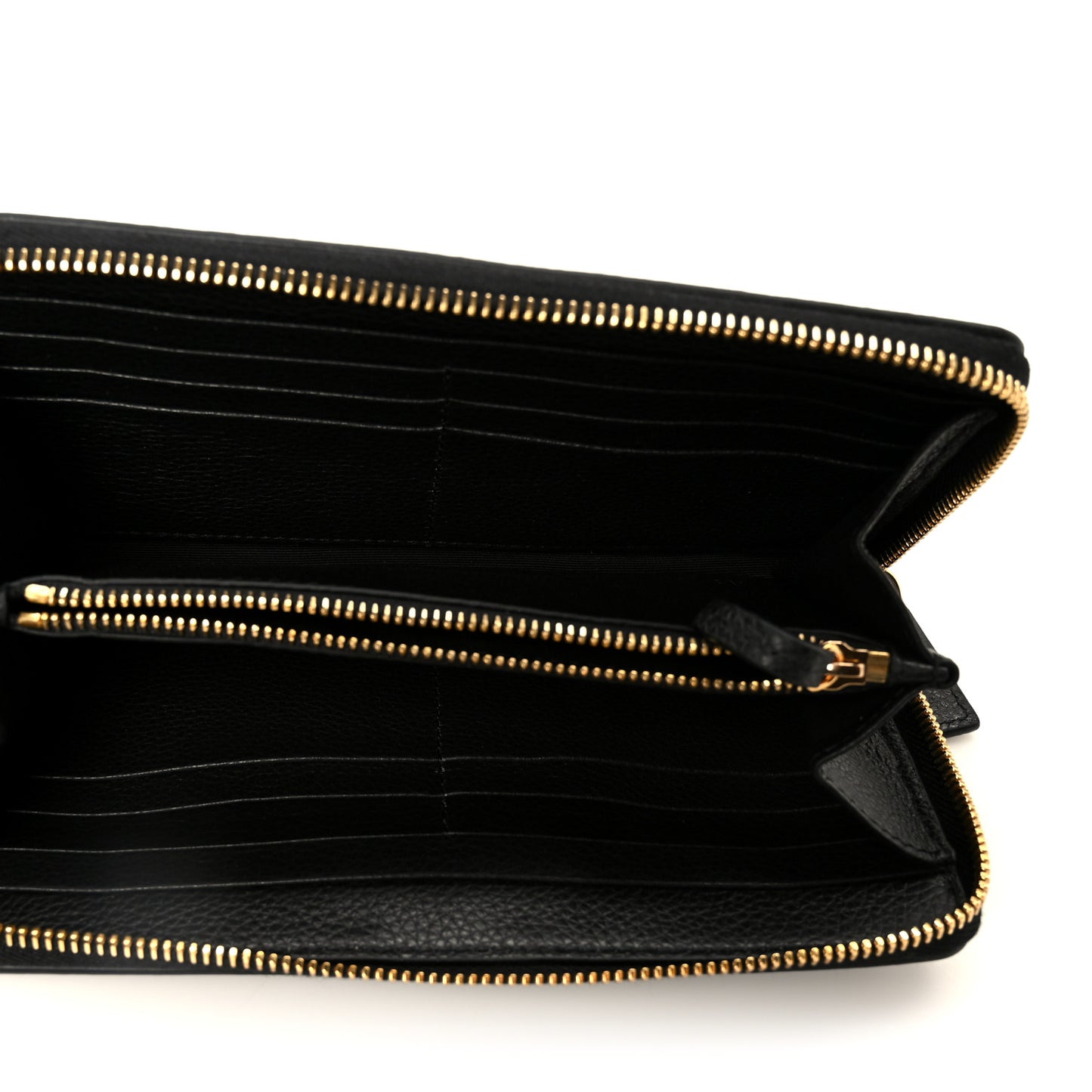 Grained Calfskin Virtus Zip Around Wallet Black