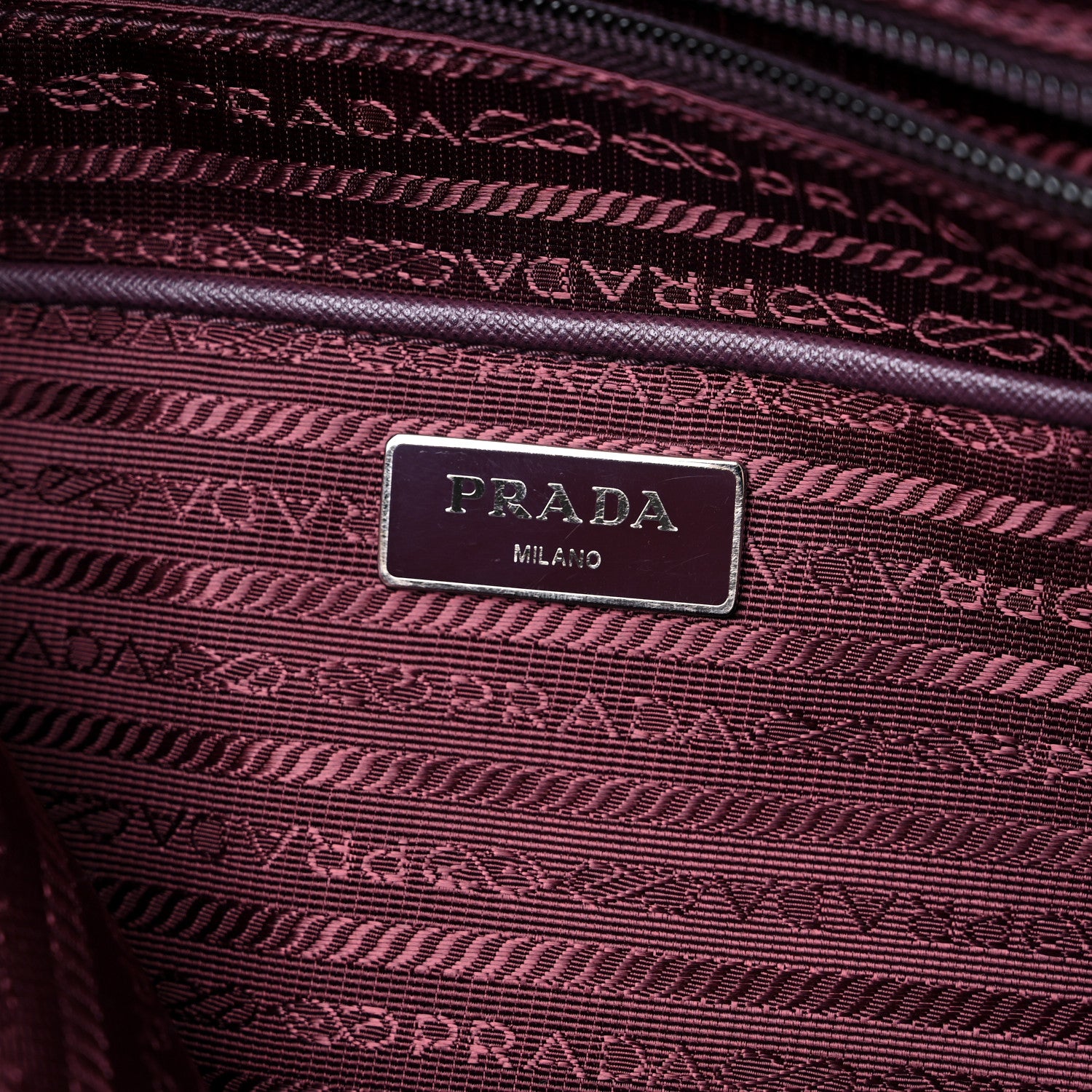 Prada Tessuto Nylon Saffiano Floral Print Tote Bordeaux 5 of 8