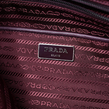Prada Tessuto Nylon Saffiano Floral Print Tote Bordeaux 5 of 8