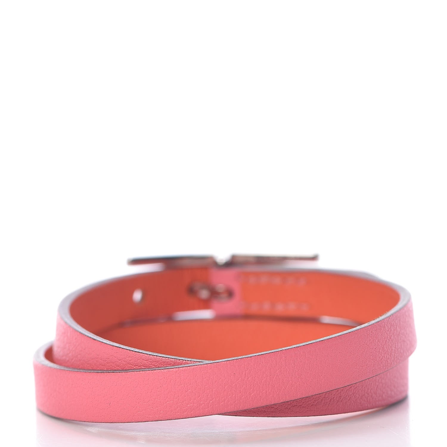 Hermes Swift Behapi Double Tour Reversible Bracelet S Rose Azalee Orange Poppy 3 of 7