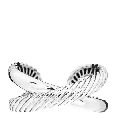 David Yurman Sterling Silver 18K White Gold Crossover Cuff Bracelet 1 of 3