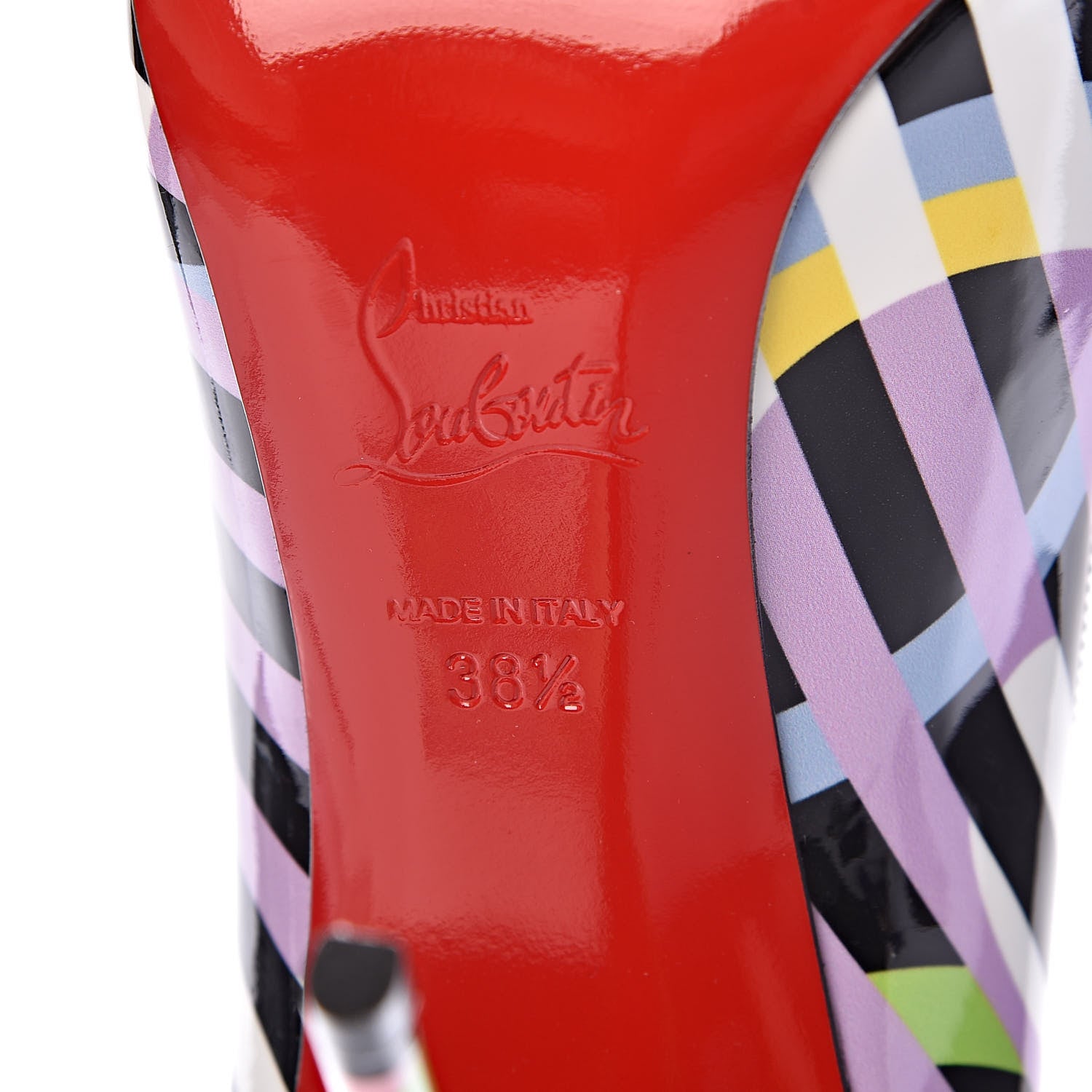 Christian Louboutin Patent Cinestripes Pigalle Follies 100 Pumps 38.5 Multi 6 of 8