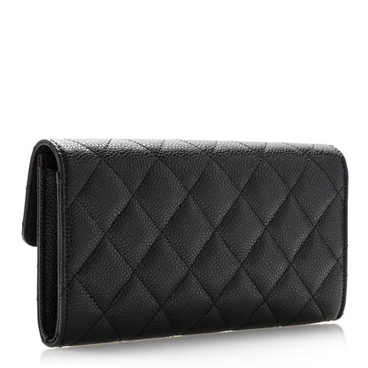 Chanel Caviar Quilted Large Gusset Flap Wallet Black 3 of 8