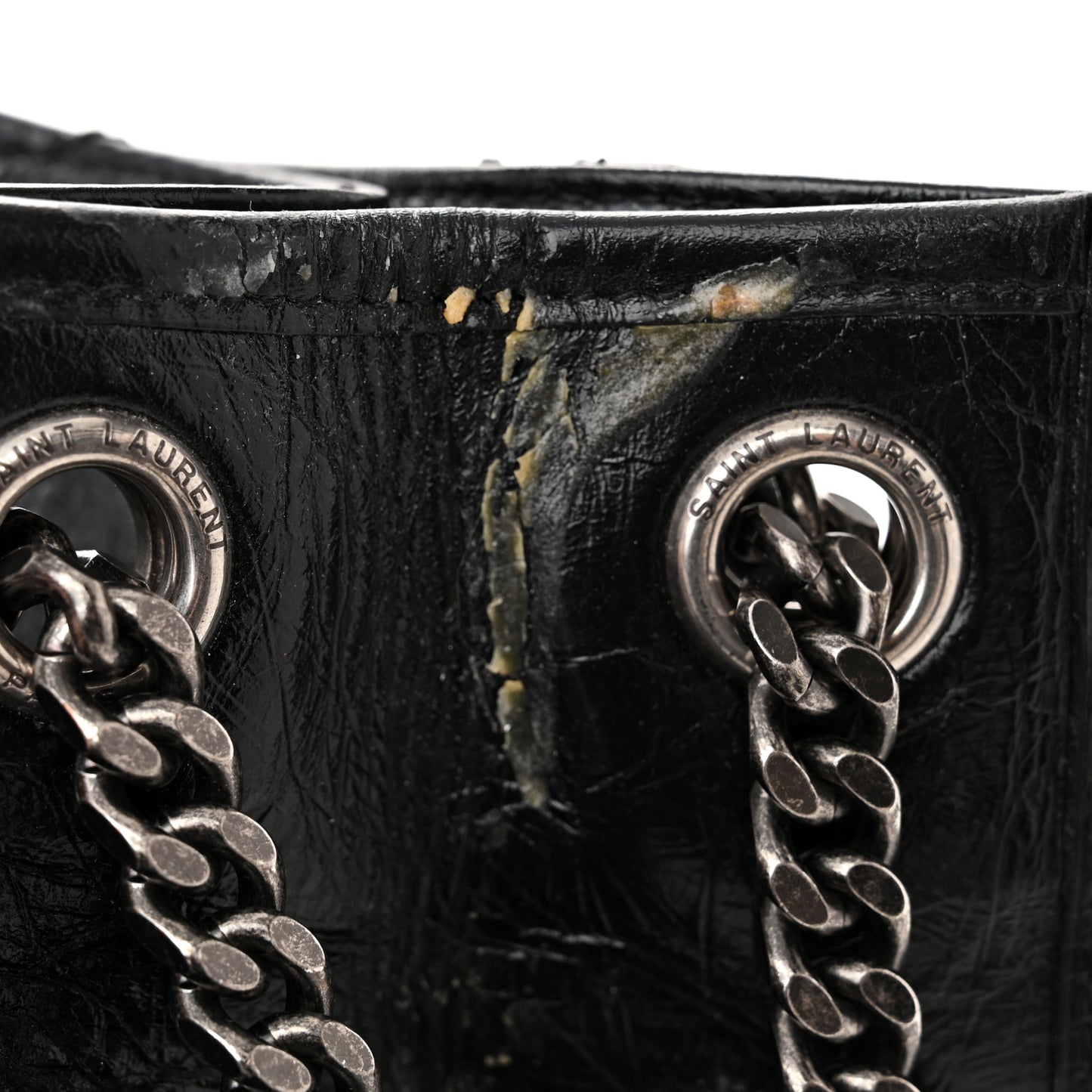 Crinkled Calfskin Matelasse Monogram Medium Niki Shopper Tote Black