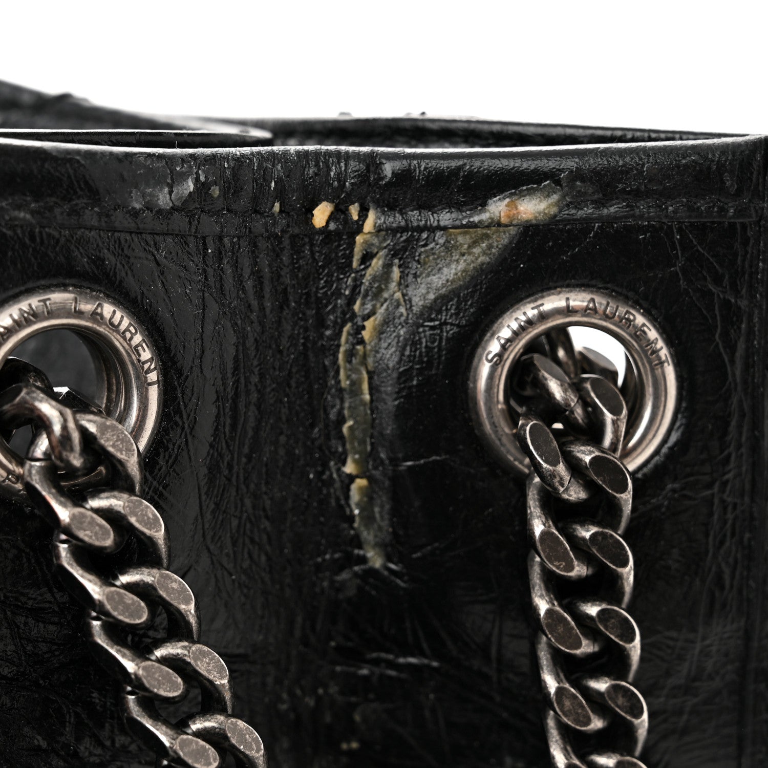 Saint Laurent Crinkled Calfskin Matelasse Monogram Medium Niki Shopper Tote Black 11 of 12