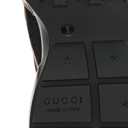 Gucci Monogram Textured Dollar Calfskin Mens Rhyton Sneakers 9 Black Khaki Beige 7 of 10